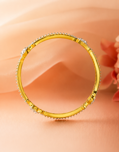 Women's 18K Gold Plated Alloy Bangle Set Round Diamond Claw Setting Classic Wedding Bridal Jewelry - Product Image 3