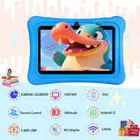 Tablet Android 12 7 inci untuk anak-anak, MTK Quad Core baterai 3000MAH resolusi 1024x600 Wi-Fi untuk pembelajaran elektronik