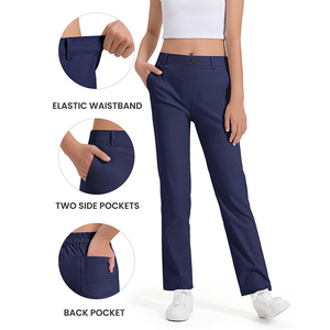 Pantalones de vestir elásticos para niñas con bolsillos, logotipo personalizado, pantalones de uniforme escolar para niñas, pantalones de vestir con cintura elástica - Product Image 4