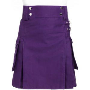 Kilt utilitaire robuste en jean de coton pour homme, avec surpiqûres renforcées et fermeture à bouton-pression réglable, nouveau modèle 2026 - Product Image 4