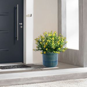 Moderno Set di 3 Blue Green Grid vaso di fiori in ceramica fioriera per Patio giardino & davanzale - Product Image 4