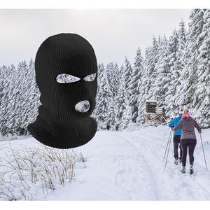 Pasamontañas de punto unisex con 3 orificios, cubrecara cortavientos, gorro tipo bandit para deportes al aire libre - Product Image 6