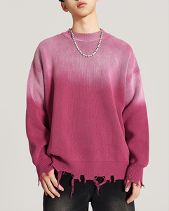Pull col rond pour homme sur mesure, effet délavé soleil, style vintage vieilli et logo personnalisé pour marques. - Product Image 3
