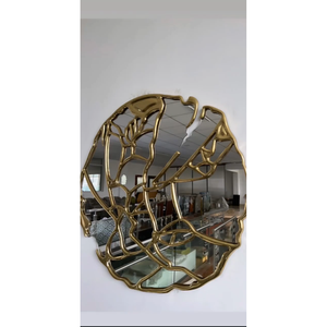 Espejo Redondo de Latón de Lujo, Espejo de Pared de Metal Hecho a Mano, Espejo Decorativo Moderno para el Hogar, Hotel, Diseño de Interiores - Product Image 1