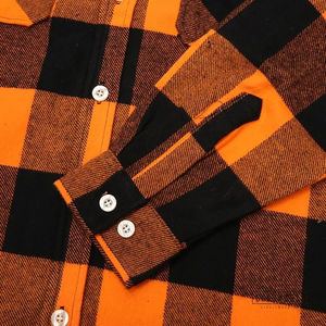 Chemises en flanelle à carreaux décontractées les plus vendues, deux poches sur la poitrine, boutonnées, ourlet arrondi, 100 % coton, manches longues, streetwear d'hiver pour hommes - Product Image 2