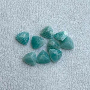 พลอยอะเมโซไนต์สีน้ำเงินธรรมชาติขนาด 7 มม. ทรงทริลเลียนเจียระไน หินกึ่งมีค่าคุณภาพสูง พลอยหลวมสำหรับทำเครื่องประดับตามสั่ง สินค้าแฟชั่นทันสมัย - Product Image 2