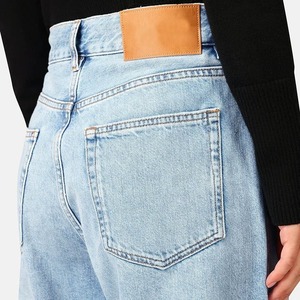 Jeans de Mezclilla de Cintura Alta y Pierna Recta en Azul Claro, de Alta Calidad y Gran Venta, para Mujer, Casuales de Invierno, de Algodón - Product Image 6