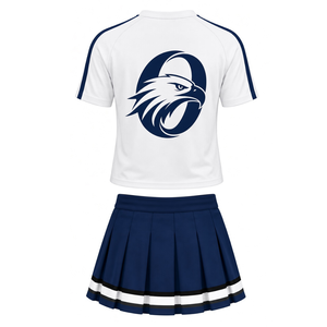 Conjunto de Uniforme de Animadora Azul Marino y Blanco, Top de Manga Corta, Falda Plisada, Ropa Deportiva para Equipo, Entrenamiento Atlético, Práctica y Presentación - Product Image 2