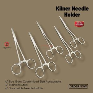 Portaagujas Kilner de un Solo Uso, 13 cm, Acero Inoxidable, Instrumento Quirúrgico Desechable para Sutura y Cirugía General - Product Image 2