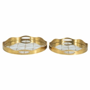 Irregular Gold Plated Storage <b>Tray</b> With <b>Mirrored</b> Surface Polished Finish Modern Luxury Design For Table Use 2 Pack - Product Image 2