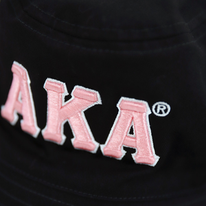 Chapeau Bob Noir AKA avec Logo Rose Brodé – Chapeau de Pêcheur Décontracté d'Été pour Femme – Accessoire de Tête Tendance pour l'Extérieur - Product Image 3