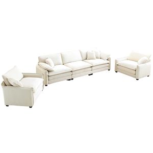 Conjunto de Sofá de 3 Plazas Estilo Cine en Casa con Cojines Suaves y Almohadas, Conjunto de Sala de Estar Cálido y Acogedor Compuesto por Dos Sillones Individuales - Product Image 6