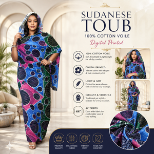 Toub Sudanés Premium, Tela de Voile 100% Algodón con Estampado Digital |   Tela para Vestidos Tradicionales con Patrón Vibrante, Elegante y de Calidad Lujosa - Product Image 5