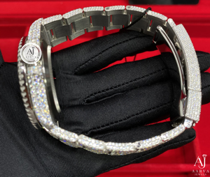 Montre mécanique en acier inoxydable avec incrustation de diamants, style bracelet moderne de luxe, cadran rond, lunette en cristal, montre-bracelet, cadeau - Product Image 3