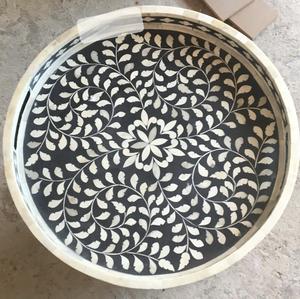 Plateau Feng Shui de Luxe Fait Main Écologique avec Incrustations en Os – Design Décoratif Élégant, Qualité Supérieure pour la Maison et la Cuisine (Idéal pour Servir) - Product Image 1