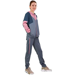 Ensemble 2 pièces pour femme en polyester/nylon, automne-hiver, sweat-shirt à capuche avec demi-fermeture éclair, pantalon évasé, vêtements de sport légers coupe-vent - Product Image 2