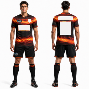 Maillot et short de football personnalisés avec logo et numéro sur mesure, tissu mesh léger, impression sérigraphique, tenue d'équipe - Product Image 1