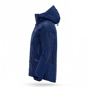 Men's Blue <b>Long</b> Finished <b>Hooded</b> <b>Puffer</b> <b>Jacket</b> Waterproof Windproof Solid Color Polyester Winter Sporty Zipper Closure Regular - Product Image 5