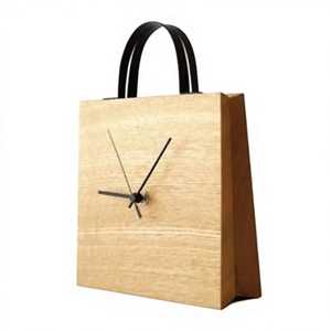 Reloj de Escritorio Moderno de Madera Curvada con Base Triangular, Reloj de Mesa Analógico de Cuarzo Silencioso, Decoración para Oficina y Hogar - Product Image 2