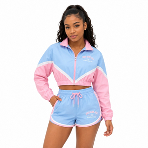 Ensemble veste coupe-vent et short pour femme, brodé, color block, au-dessus du genou, séchage rapide, de la marque grecque Jack and Jill of America Inc., vente en gros - Product Image 4