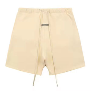 Shorts pour hommes blancs unis à cordon de serrage, taille mi-haute, décontractés, en tissu 100 % coton tissé, style respirant - Product Image 5