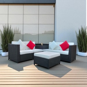 Ensemble de canapés sectionnels d'extérieur de luxe moderne PRSF-002 en rotin PE, mobilier de jardin avec coussins imperméables pour villas et complexes hôteliers - Product Image 1
