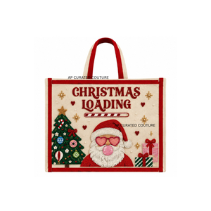 Bolsa de Mano Premium Personalizada con Cuentas de Vidrio para Navidad, Diseño Inspirado en las Fiestas, Asas de Lona, Hecha a Mano, Bolsa de Moda - Product Image 1