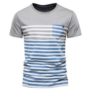 Camiseta de Punto para Hombre, Cuello Redondo, Manga Corta, Color Azul Claro, Corte Regular, Estilo Casual, Diseño Liso - Product Image 6
