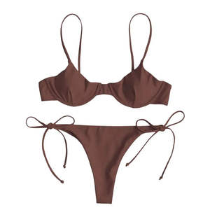 บิกินี่ขายดี ลายพิมพ์ใหม่ ชุดว่ายน้ำชายหาด 2 ชิ้น บิกินี่แบบไร้สาย ชุดเซ็ตพร้อมโลโก้ด้านหน้า ระบายอากาศได้ดี แห้งเร็ว บราไร้ตะเข็บ - Product Image 6