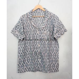 Conjunto de Pijama de Algodón con Estampado a Mano, Estilo Canguro, Hecho en India, Vintage, Hermoso, Ropa de Dormir Corta para Otoño, Verano y Primavera - Product Image 5