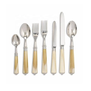 Juego de Cubiertos de Acero Inoxidable Pulido con Mango de Cuerno Natural, Estilo Occidental, 5 Piezas, para Decoración de Cocina y Hogar - Product Image 4