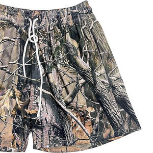 Shorts de sport amples personnalisables avec logo, imprimé jungle, camouflage 2-en-1, en toile 100% polyester, coupe-vent, avec cordon de serrage - Product Image 5