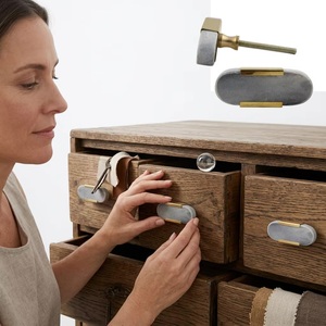 Pomo de Gabinete de Mármol con Tirador de Latón, Diseño Ovalado Moderno para Cajones y Armarios, Tirador de Muebles Ecológico y Duradero - Product Image 5