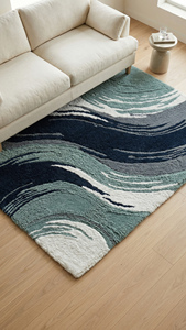 Tapis rond élégant et moderne à motifs floraux, tufté à la main, en coton écologique à poils ras, pour salon, chambre et décoration intérieure - Product Image 4
