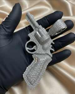 Pendentif Pistolet en Alliage Plaqué Or 18 carats Argent 925, Style Hip Hop Iced Out, pour Homme Rapper, Pendentif Tendance et Breloques - Product Image 4