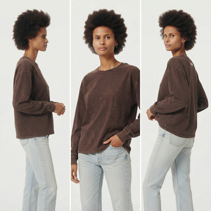 Women's Oversized Distressed Grunge T Shirt Loose Fit Drop Shoulder Heavy <b>Weight</b> Long Sleeve Crew Neck Distressed Shirts Ladies - Product Image 6