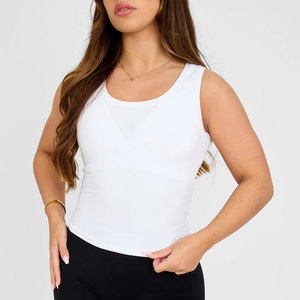 Women's <b>Mesh</b> Seamless Slim Fit Vest Sleeveless Cotton Jersey Stretchable Material Yoga Wear Gym Workout Tank <b>Top</b> - Product Image 1