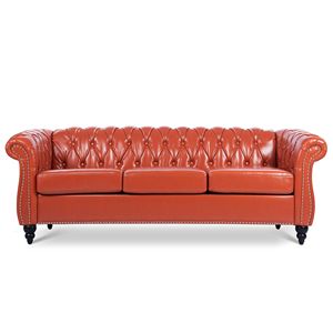 Divano Chesterfield a 3 posti con braccioli arrotolati da 84,65 pollici per soggiorno - Product Image 4