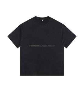 Nueva llegada Unisex Oversize 260gsm Heavy Cotton T-Shirt Washed Custom Logo Design Boxy High Crop Length para hombres Solid Long - Product Image 2