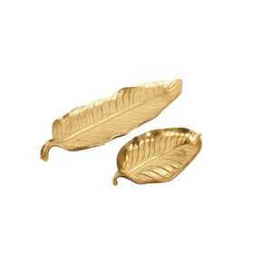 Gold Ginkgo Leaf Serving Tray Metal Double Leaf Jewelry <b>Dish</b> Luxury <b>Key</b> Bowl Centerpiece Countertop Fruit Platter Storage - Product Image 2