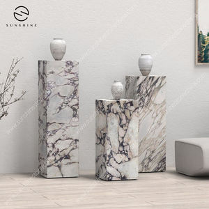 แท่นหินอ่อนทรงสี่เหลี่ยมผืนผ้า Sunshine Marble สำหรับตกแต่งบ้านสไตล์มินิมอล ตั้งพื้น โชว์งานศิลปะ บรรจุภัณฑ์ชิ้นเดียว - Product Image 4