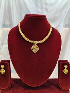 Indian 18K <b>Gold</b> Plated Brass Women's Trendy Lock Design Micro Insert Necklace <b>Set</b> Engagement Wedding Party Anniversary Jewelry - Product Image 4