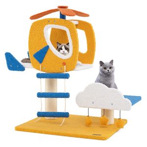 Albero per Gatti da Interno con Postazione Superiore a Forma di Elicottero, Cuccia e Tiragraffi a Tema Aviazione per Gatti di Piccola Taglia - Product Image 4