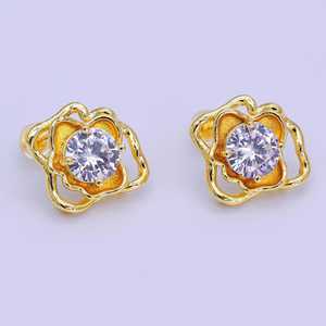 ต่างหูทรงหยดน้ำประดับเพชร CZ เงินแท้ 925 ชุบทอง 14K ดีไซน์เรขาคณิต เครื่องประดับสำหรับผู้หญิง - Product Image 1