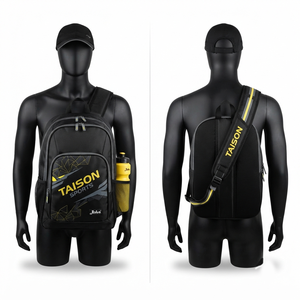 320 GSM Water Resistant 600D Polyester <b>Table</b> <b>Tennis</b> Backpack Black Yellow Sports Custom Logo - Product Image 1