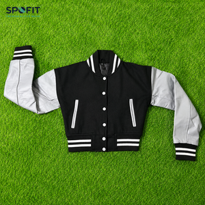 Veste universitaire en laine sur mesure pour femmes, style baseball, veste de lycéenne, OEM ODM, veste bomber courte, streetwear, broderie - Product Image 1