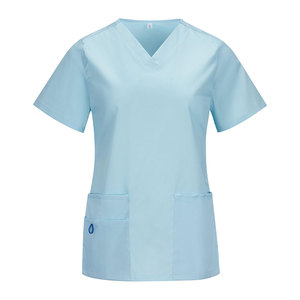 Women Short Sleeve <b>Scrub</b> <b>Top</b> with Buttons Pockets Hospital Use for Medical Staff New Design Lightweight Women Medical <b>Scrub</b> <b>Tops</b> - Product Image 1