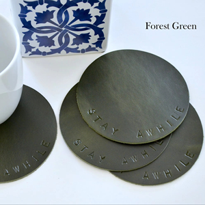 Handmade Genuine Leather Coaster <b>Square</b> Cup Pad for Bar Glassware Non Slip Durable Furniture Protector Black GLC-0004 - Product Image 1