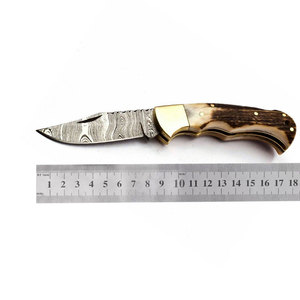 Damascus Steel Folding Knife Compact Handmade Pocket Knife Outdoor <b>Camping</b> Hiking Fishing Travel Work Utility <b>Tool</b> - Product Image 1