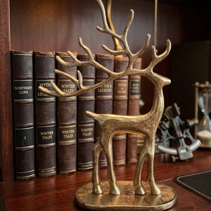 Figurine de cerf en métal doré moderne - Sculpture décorative de renne pour la maison, la table et la décoration festive - Product Image 5